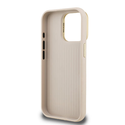 Apple iPhone 15 Pro Max Kılıf Guess Orjinal Lisanslı Grained Yazı Logolu Kamera Standlı Kapak Pembe