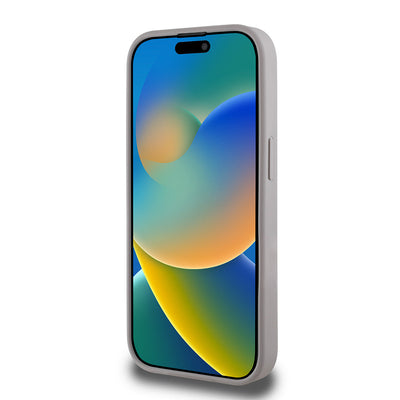 Apple iPhone 15 Pro Max Kılıf Guess Orjinal Lisanslı Gül Baskılı Büyük Metal Logo Dizaynlı Kapak Pembe