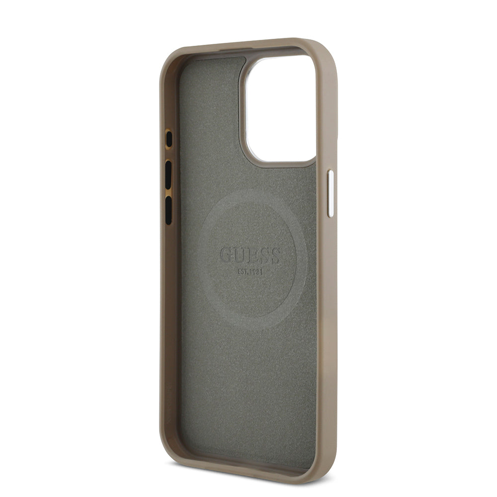 iPhone 15 Pro Max Kılıf Guess Orjinal Lisanslı M-safe Şarj Özellikli Grained Triangle Kılıf