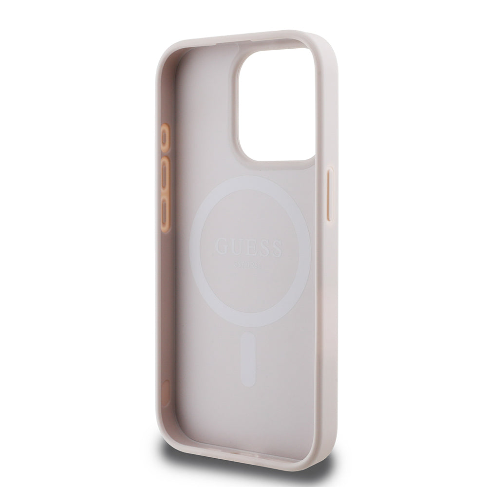 iPhone 15 Pro Max Kılıf Guess Orjinal Lisanslı M-safe Şarj Özellikli 4G Desen Yazı Logolu Kılıf