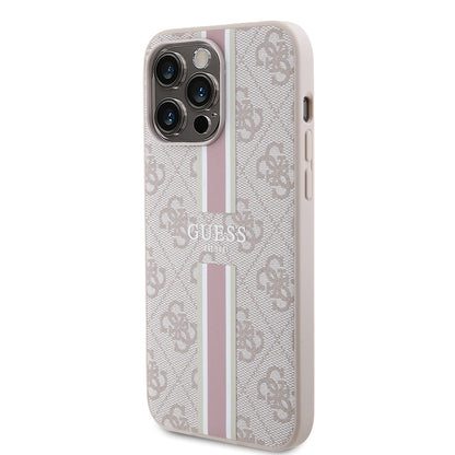 iPhone 15 Pro Max Kılıf Guess Orjinal Lisanslı M-safe Şarj Özellikli 4G Şerit Tasarımlı Printed Kılıf