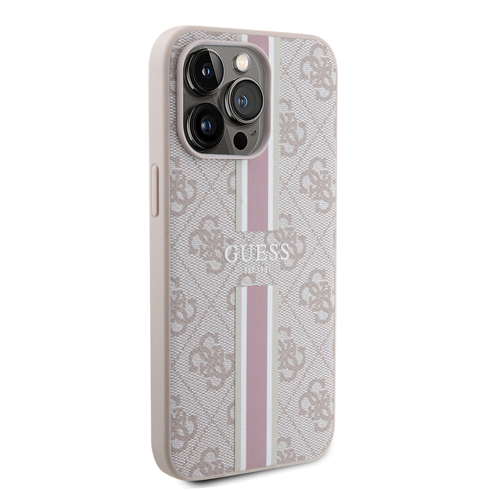 iPhone 15 Pro Max Kılıf Guess Orjinal Lisanslı M-safe Şarj Özellikli 4G Şerit Tasarımlı Printed Kılıf