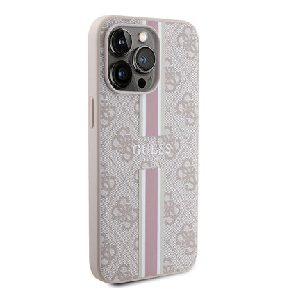 iPhone 15 Pro Max Kılıf Guess Orjinal Lisanslı M-safe Şarj Özellikli 4G Şerit Tasarımlı Printed Kılıf