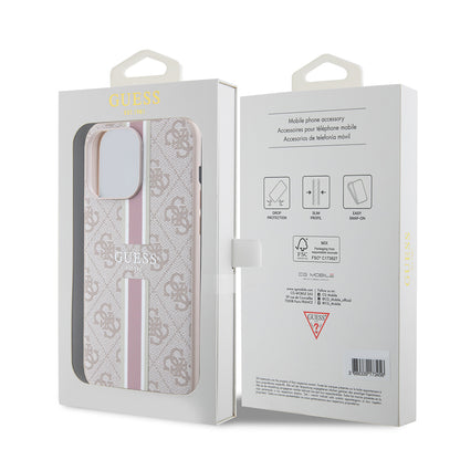 iPhone 15 Pro Max Kılıf Guess Orjinal Lisanslı M-safe Şarj Özellikli 4G Şerit Tasarımlı Printed Kılıf