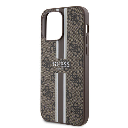iPhone 15 Pro Max Kılıf Guess Orjinal Lisanslı M-safe Şarj Özellikli 4G Şerit Tasarımlı Printed Kılıf