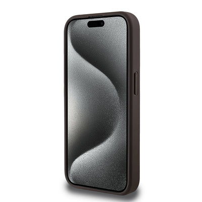 Apple iPhone 15 Pro Max Kılıf Guess Orjinal Lisanslı Magsafe Şarj Özellikli Gül Baskılı 4G Desenli Yazı Logolu Kapak Siyah
