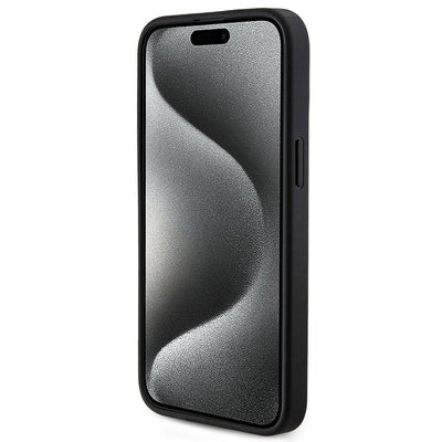 Apple iPhone 15 Pro Max Kılıf Guess Orjinal Lisanslı Magsafe Şarj Özellikli PU Halkalı 4G Desenli Yazı Logolu Kapak Kahverengi