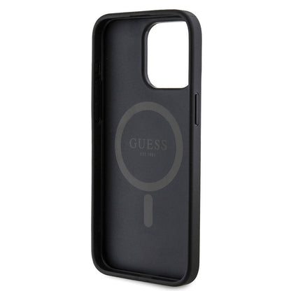 iPhone 15 Pro Max Kılıf Guess Orjinal Lisanslı M-safe Şarj Özellikli PU Halkalı 4G Desenli Yazı Logolu Kılıf
