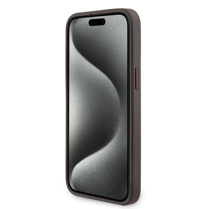 iPhone 15 Pro Max Kılıf Guess Orjinal Lisanslı M-safe Şarj Özellikli PU Halkalı 4G Desenli Yazı Logolu Kılıf