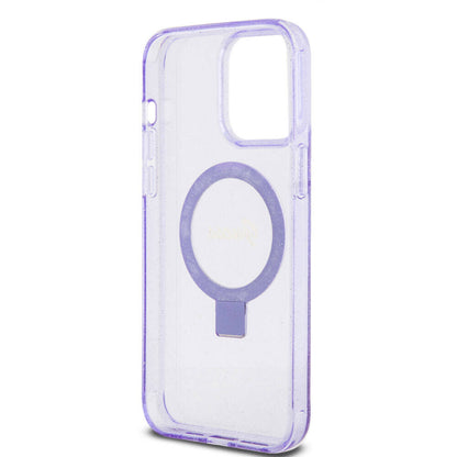 iPhone 15 Pro Max Kılıf Guess Orjinal Lisanslı M-safe Şarj Özellikli Simli Arka Yüzey Ring Standlı Kılıf