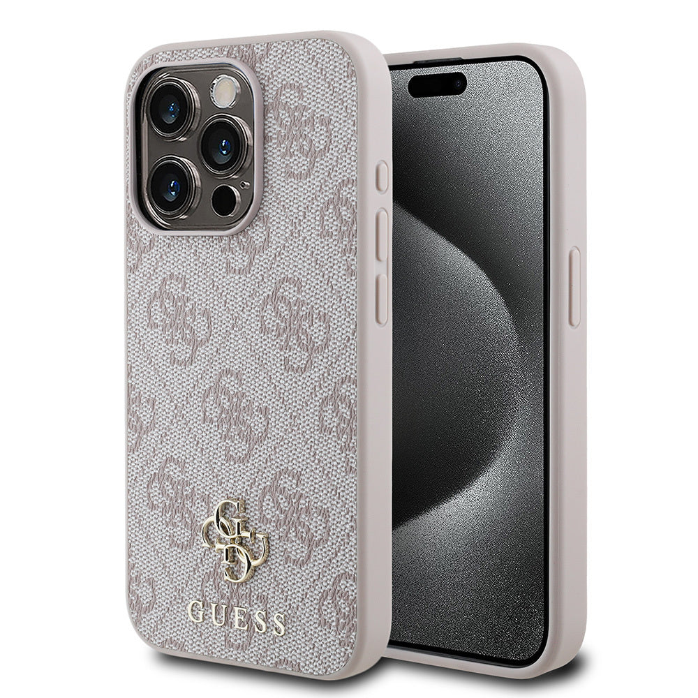 Apple iPhone 15 Pro Max Kılıf Guess Orjinal Lisanslı Magsafe Şarj Özellikli Small 4G Classic Kapak Kahverengi