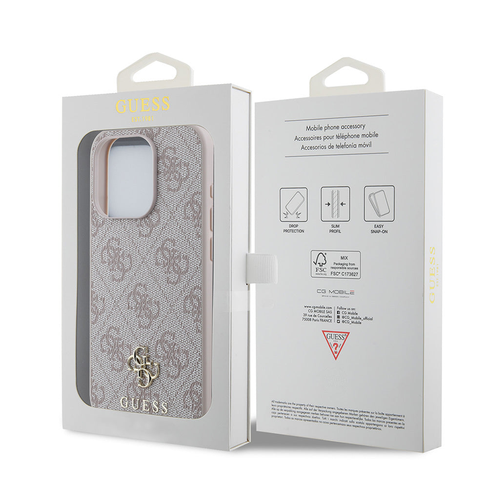 Apple iPhone 15 Pro Max Kılıf Guess Orjinal Lisanslı Magsafe Şarj Özellikli Small 4G Classic Kapak Kahverengi