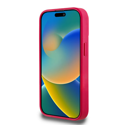 iPhone 15 Pro Max Kılıf Guess Orjinal Lisanslı M-safe Şarj Özellikli Taneli Çiçek Tasarımlı Metal Yazı Logolu Kılıf