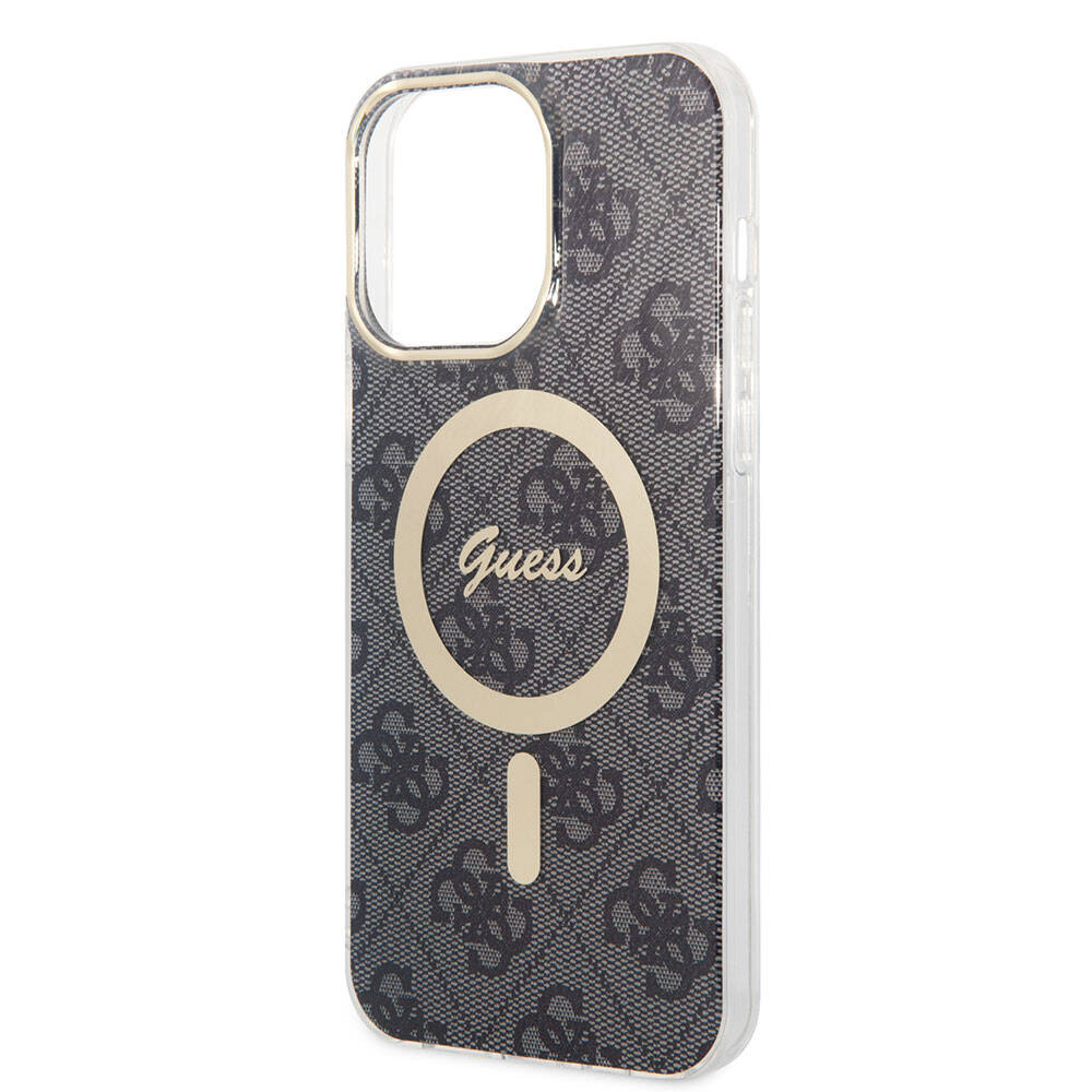 iPhone 15 Pro Max Kılıf Guess Orjinal Lisanslı M-safe Şarj Özellikli Yazı Logolu 4G Desenli Kılıf