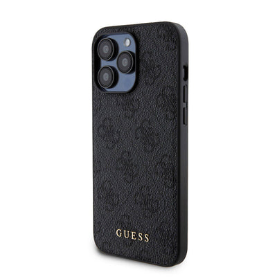 Apple iPhone 15 Pro Max Kılıf Guess Orjinal Lisanslı Magsafe Şarj Özellikli Yazı Logolu 4G Desenli Kapak + Powerbank 5000mAh 2in1 Set Kahverengi