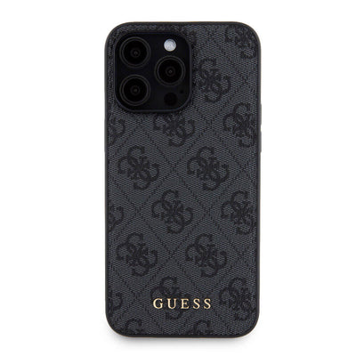 Apple iPhone 15 Pro Max Kılıf Guess Orjinal Lisanslı Magsafe Şarj Özellikli Yazı Logolu 4G Desenli Kapak + Powerbank 5000mAh 2in1 Set Kahverengi