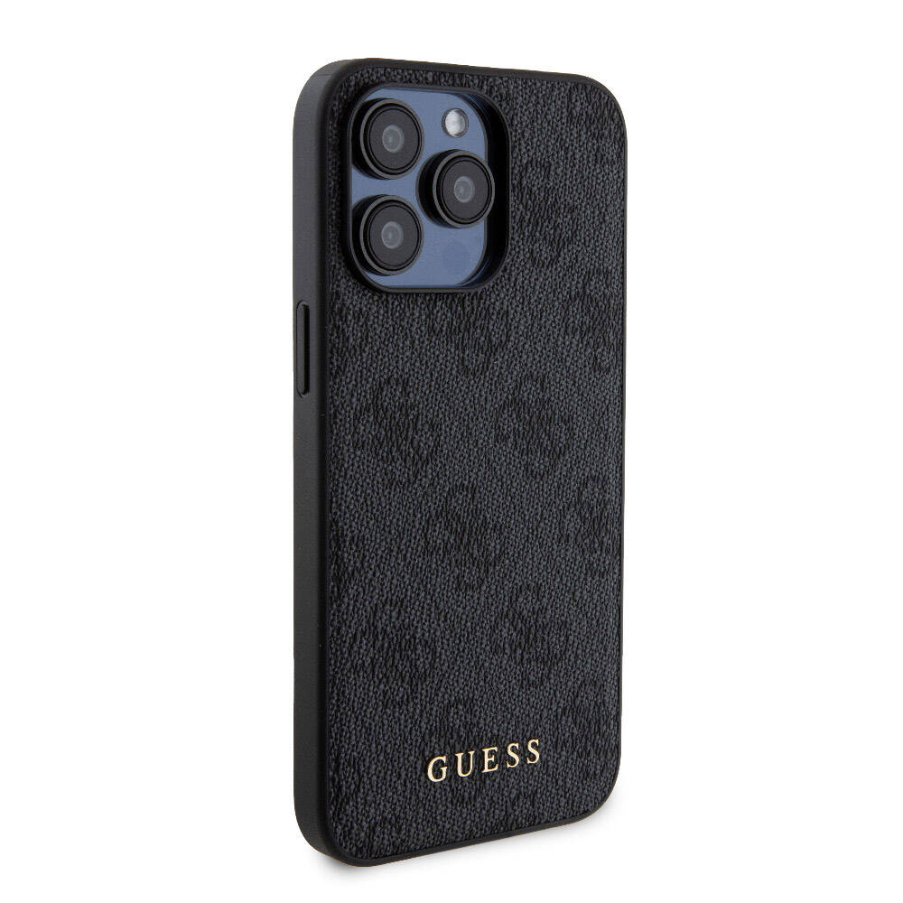 Apple iPhone 15 Pro Max Kılıf Guess Orjinal Lisanslı Magsafe Şarj Özellikli Yazı Logolu 4G Desenli Kapak + Powerbank 5000mAh 2in1 Set Kahverengi