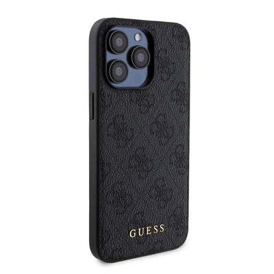 Apple iPhone 15 Pro Max Kılıf Guess Orjinal Lisanslı Magsafe Şarj Özellikli Yazı Logolu 4G Desenli Kapak + Powerbank 5000mAh 2in1 Set Kahverengi