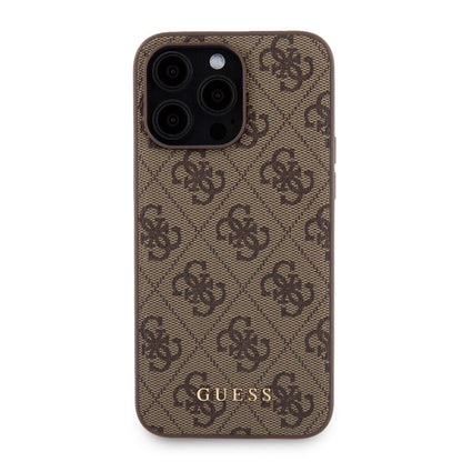 iPhone 15 Pro Max Kılıf Guess Orjinal Lisanslı M-safe Şarj Özellikli Yazı Logolu 4G Desenli Kılıf + Powerbank 5000mAh 2in1 Set