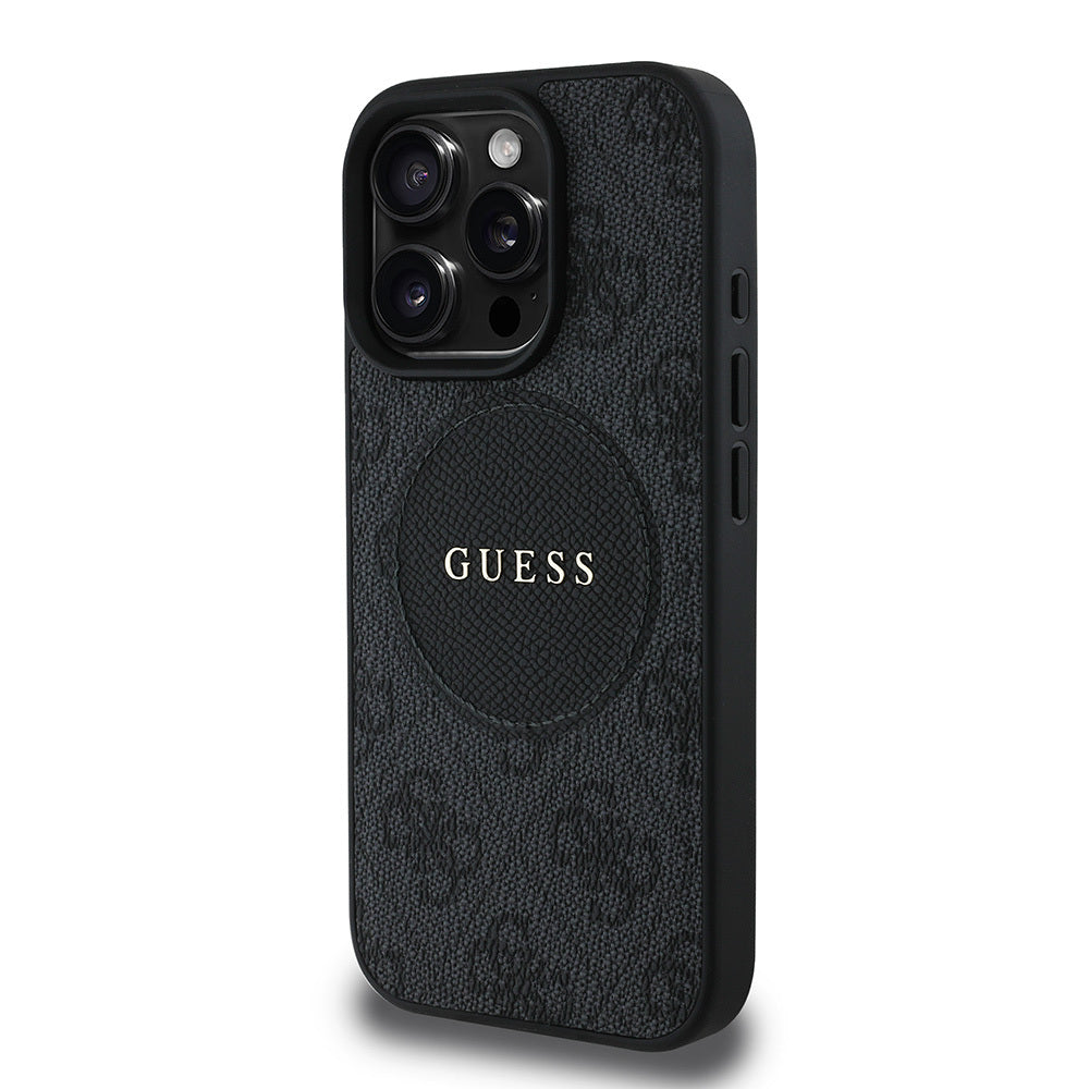 iPhone 15 Pro Max Kılıf Guess Orjinal Lisanslı M-safe Şarj Özellikli Yazı Logolu Circle Classic Kılıf