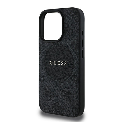 Apple iPhone 15 Pro Max Kılıf Guess Orjinal Lisanslı M-safe Şarj Özellikli Yazı Logolu Circle Classic Kapak Pembe