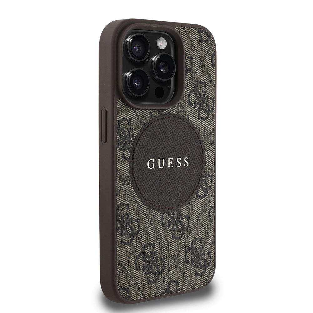 iPhone 15 Pro Max Kılıf Guess Orjinal Lisanslı M-safe Şarj Özellikli Yazı Logolu Circle Classic Kılıf