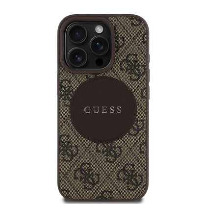 iPhone 15 Pro Max Kılıf Guess Orjinal Lisanslı M-safe Şarj Özellikli Yazı Logolu Circle Classic Kılıf