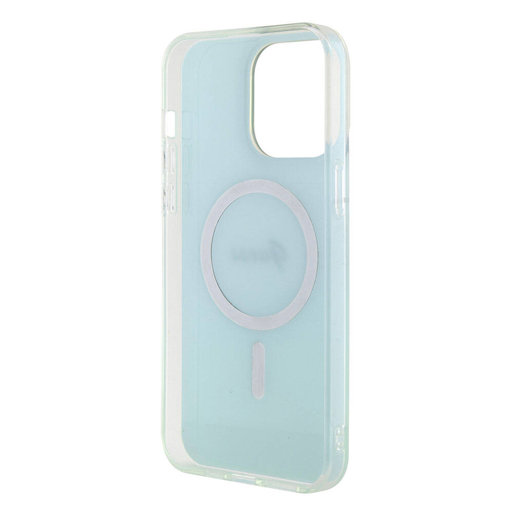 Apple iPhone 15 Pro Max Kılıf Guess Orjinal Lisanslı Magsafe Şarj Özellikli Yazı Logolu Iridescent Kapak Mor