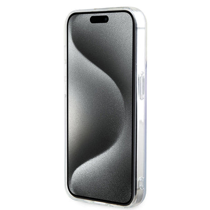 iPhone 15 Pro Max Kılıf Guess Orjinal Lisanslı M-safe Şarj Özellikli Yazı Logolu Iridescent Kılıf