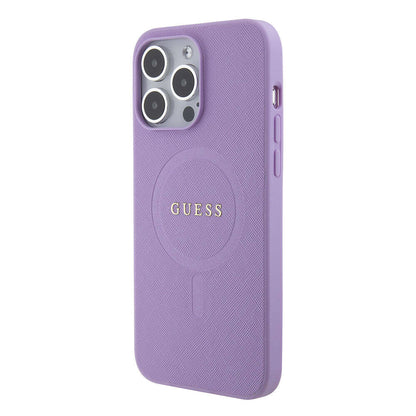 iPhone 15 Pro Max Kılıf Guess Orjinal Lisanslı M-safe Şarj Özellikli Yazı Logolu Saffiano Kılıf