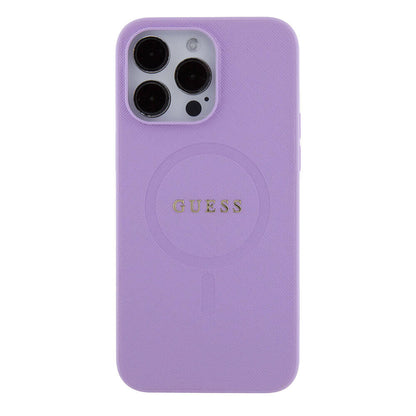 iPhone 15 Pro Max Kılıf Guess Orjinal Lisanslı M-safe Şarj Özellikli Yazı Logolu Saffiano Kılıf