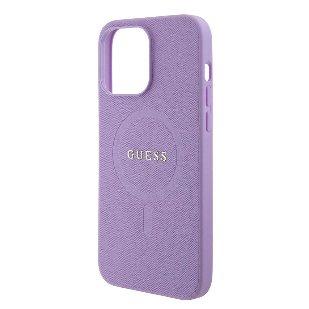 iPhone 15 Pro Max Kılıf Guess Orjinal Lisanslı M-safe Şarj Özellikli Yazı Logolu Saffiano Kılıf