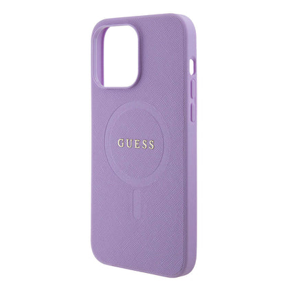iPhone 15 Pro Max Kılıf Guess Orjinal Lisanslı M-safe Şarj Özellikli Yazı Logolu Saffiano Kılıf