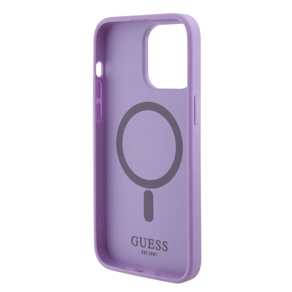 iPhone 15 Pro Max Kılıf Guess Orjinal Lisanslı M-safe Şarj Özellikli Yazı Logolu Saffiano Kılıf