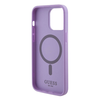iPhone 15 Pro Max Kılıf Guess Orjinal Lisanslı M-safe Şarj Özellikli Yazı Logolu Saffiano Kılıf