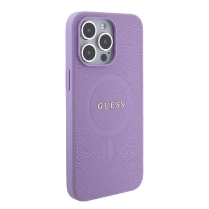 iPhone 15 Pro Max Kılıf Guess Orjinal Lisanslı M-safe Şarj Özellikli Yazı Logolu Saffiano Kılıf
