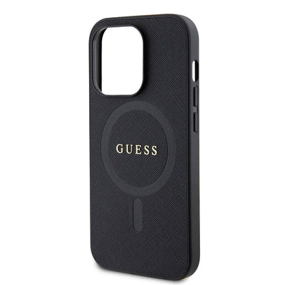 iPhone 15 Pro Max Kılıf Guess Orjinal Lisanslı M-safe Şarj Özellikli Yazı Logolu Saffiano Kılıf