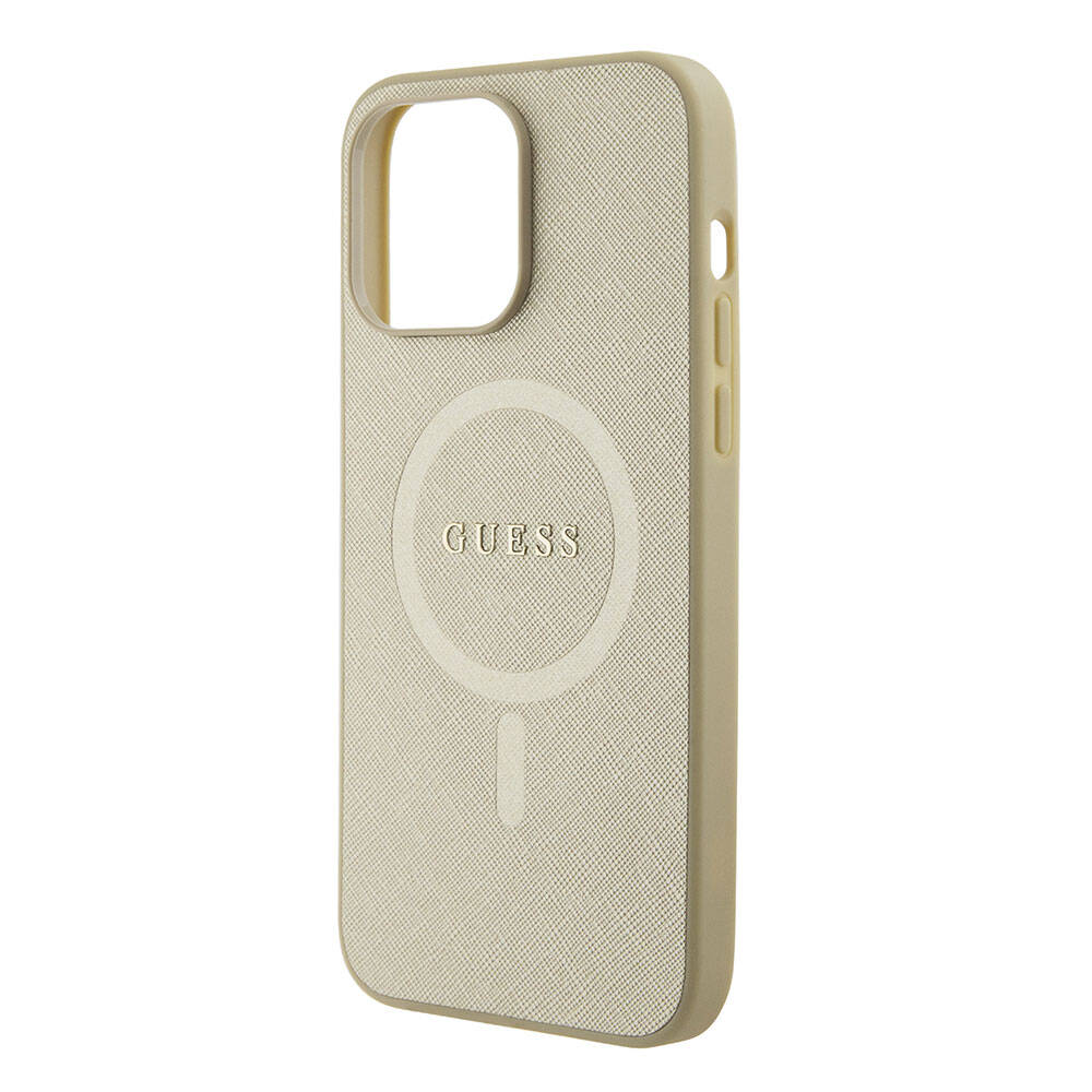 iPhone 15 Pro Max Kılıf Guess Orjinal Lisanslı M-safe Şarj Özellikli Yazı Logolu Saffiano Kılıf