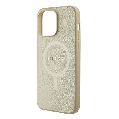 iPhone 15 Pro Max Kılıf Guess Orjinal Lisanslı M-safe Şarj Özellikli Yazı Logolu Saffiano Kılıf