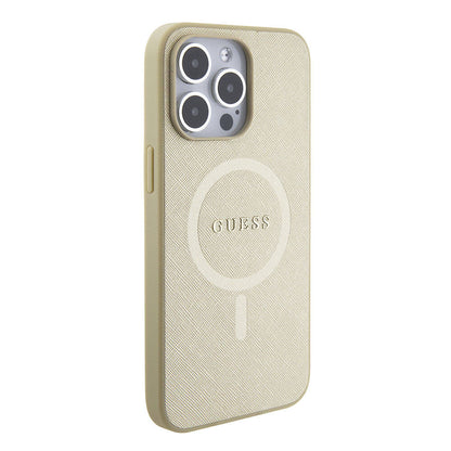 iPhone 15 Pro Max Kılıf Guess Orjinal Lisanslı M-safe Şarj Özellikli Yazı Logolu Saffiano Kılıf