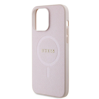 iPhone 15 Pro Max Kılıf Guess Orjinal Lisanslı M-safe Şarj Özellikli Yazı Logolu Saffiano Kılıf