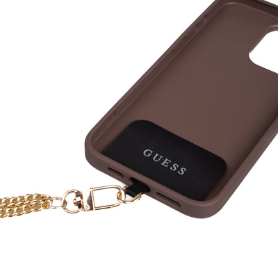 Apple iPhone 15 Pro Max Kılıf Guess Orjinal Lisanslı PU Deri 4G Büyük Metal Logolu Çapraz Vücut Askılı Kapak Siyah