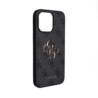 Apple iPhone 15 Pro Max Kılıf Guess Orjinal Lisanslı PU Deri 4G Büyük Metal Logolu Çapraz Vücut Askılı Kapak Kahverengi