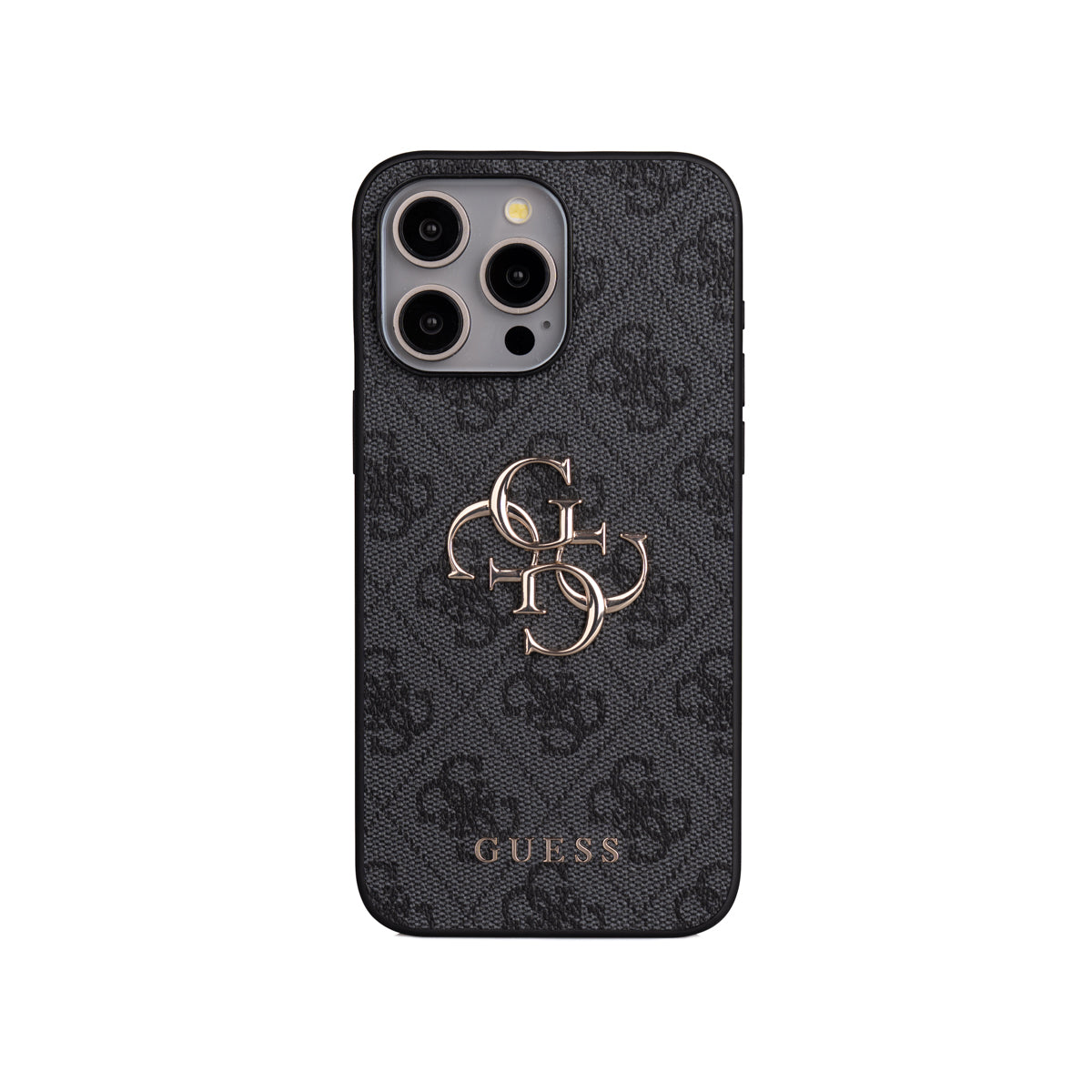 Apple iPhone 15 Pro Max Kılıf Guess Orjinal Lisanslı PU Deri 4G Büyük Metal Logolu Çapraz Vücut Askılı Kapak Kahverengi