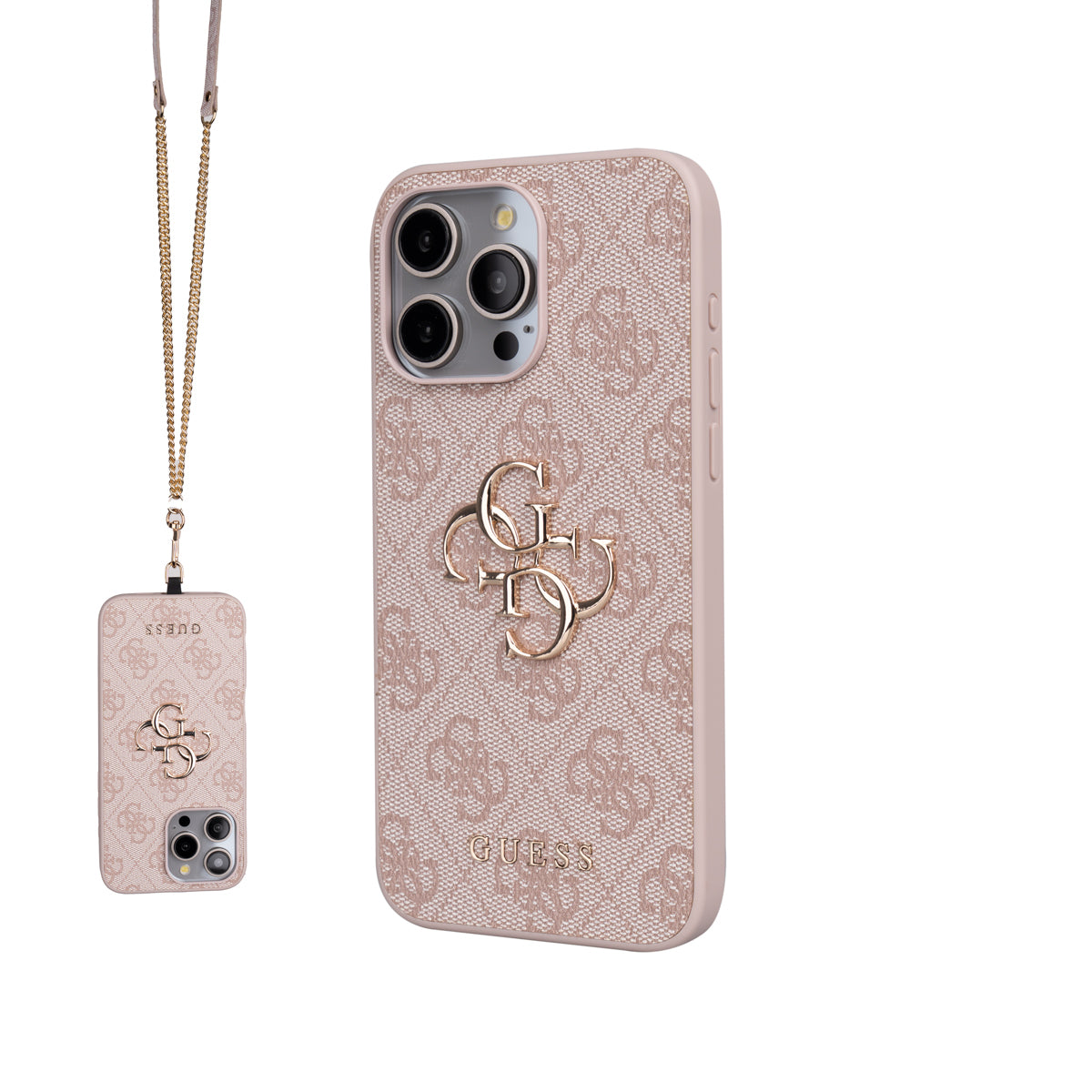 iPhone 15 Pro Max Kılıf Guess Orjinal Lisanslı PU Deri 4G Büyük Metal Logolu Çapraz Vücut Askılı Kılıf