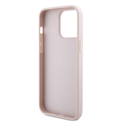 iPhone 15 Pro Max Kılıf Guess Orjinal Lisanslı PU Deri Askılı Taşlı Üçgen Logo 4G Desenli Strass Crossbody Kılıf