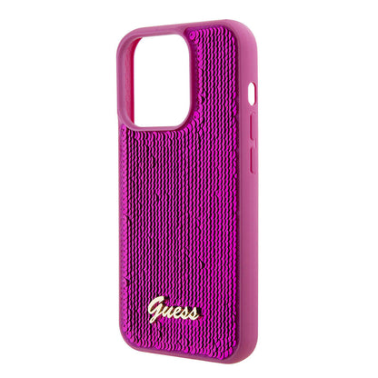 iPhone 15 Pro Max Kılıf Guess Orjinal Lisanslı Pullu Arka Yüzey Metal Yazı Logolu Sequin Script Kılıf