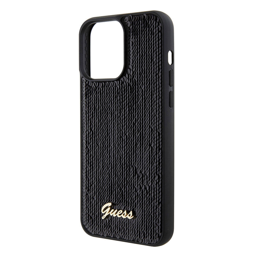 iPhone 15 Pro Max Kılıf Guess Orjinal Lisanslı Pullu Arka Yüzey Metal Yazı Logolu Sequin Script Kılıf