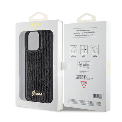 iPhone 15 Pro Max Kılıf Guess Orjinal Lisanslı Pullu Arka Yüzey Metal Yazı Logolu Sequin Script Kılıf