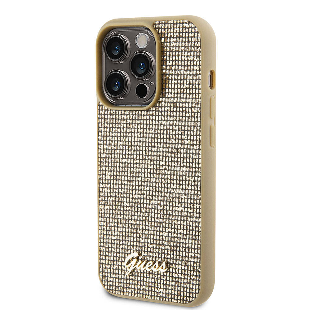 iPhone 15 Pro Max Kılıf Guess Orjinal Lisanslı Yazı Logolu Disco Script Metal Kılıf